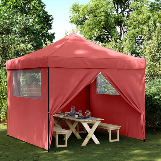 Partytent inklapbaar pop-up met 4 zijwanden bordeauxrood