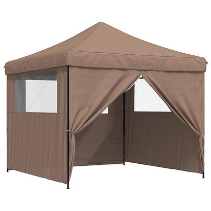 Partytent inklapbaar pop-up met 4 zijwanden bruin