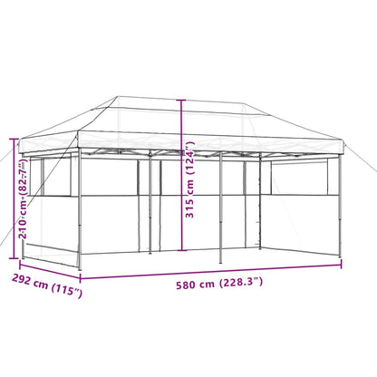 Partytent inklapbaar pop-up met 3 zijwanden oranje