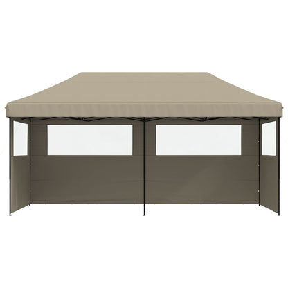 Partytent inklapbaar pop-up met 3 zijwanden taupe
