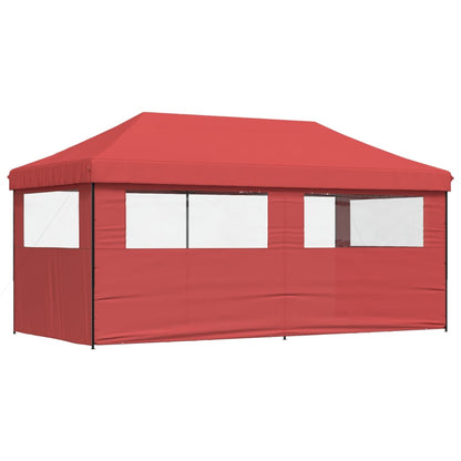 Partytent inklapbaar pop-up met 3 zijwanden bordeauxrood