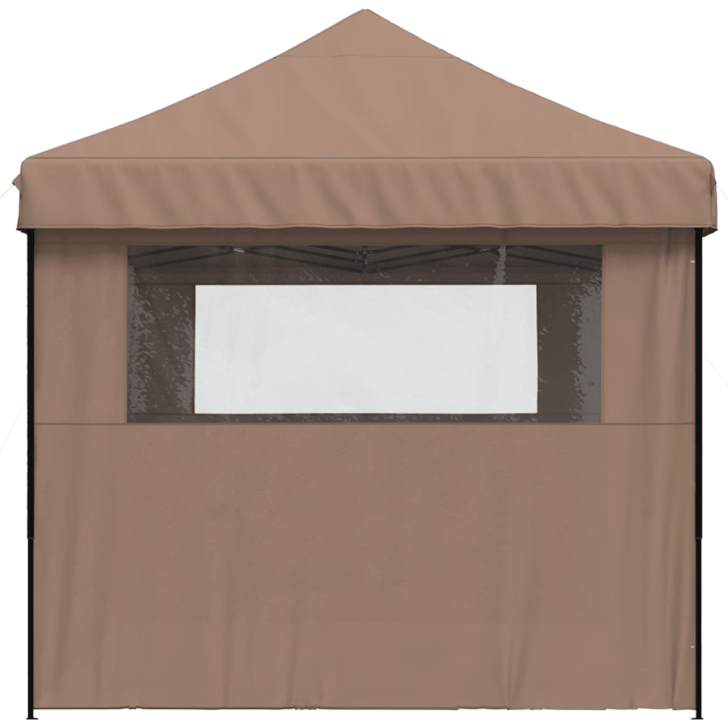 Partytent inklapbaar pop-up met 3 zijwanden bruin
