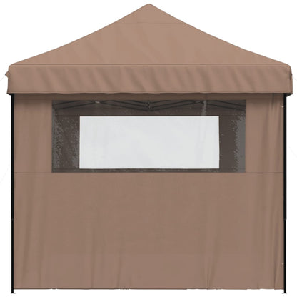 Partytent inklapbaar pop-up met 3 zijwanden bruin