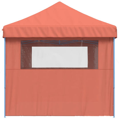 Partytent inklapbaar pop-up met 3 zijwanden terracottakleurig