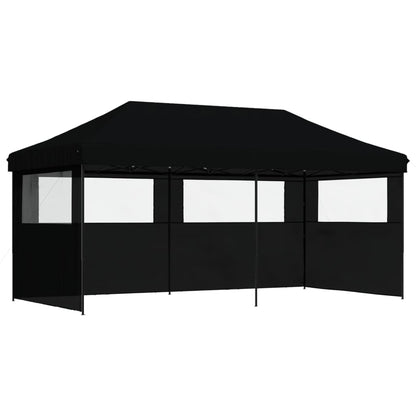 Partytent inklapbaar pop-up met 3 zijwanden zwart