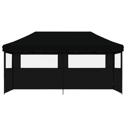 Partytent inklapbaar pop-up met 3 zijwanden zwart