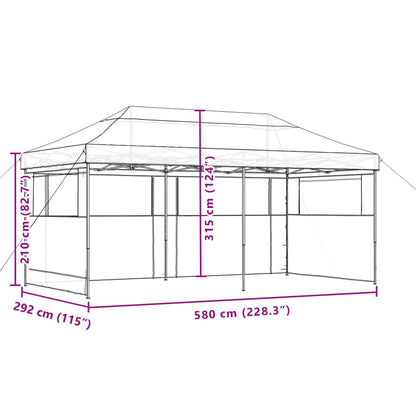 Partytent inklapbaar pop-up met 3 zijwanden zwart