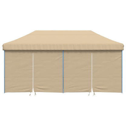 Partytent inklapbaar pop-up met 4 zijwanden beige