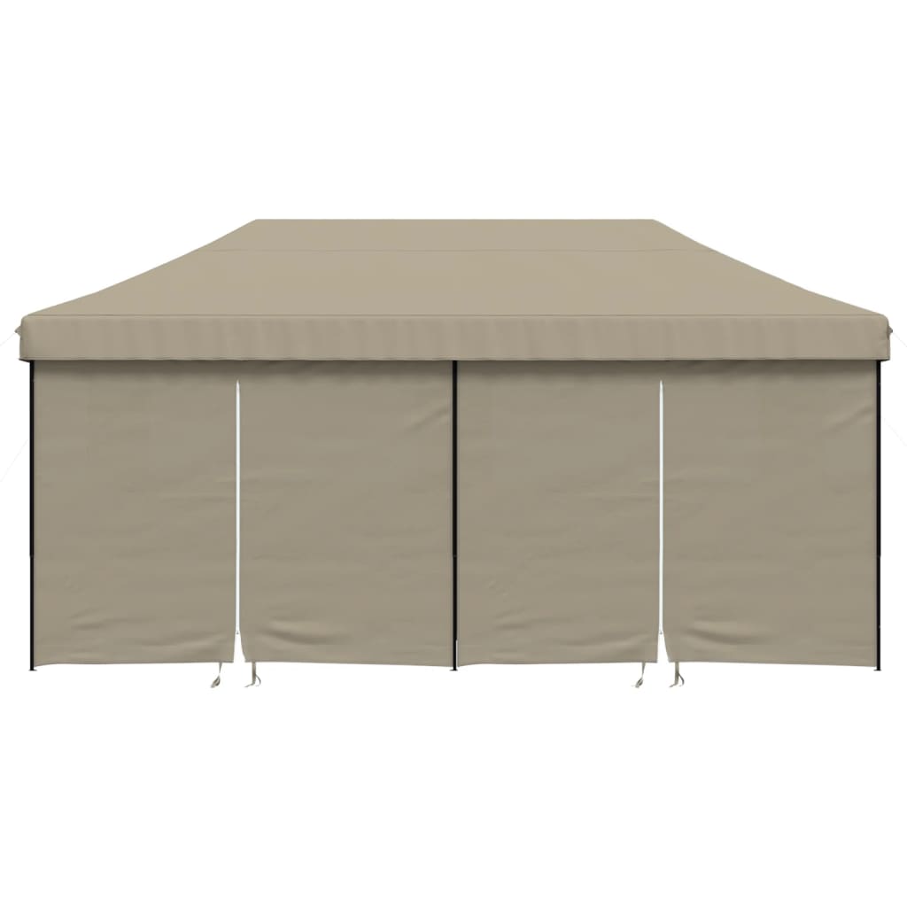 Partytent inklapbaar pop-up met 4 zijwanden taupe