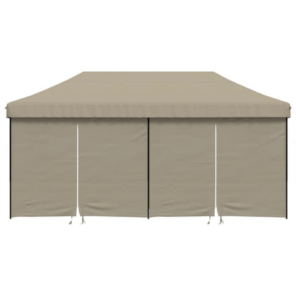 Partytent inklapbaar pop-up met 4 zijwanden taupe