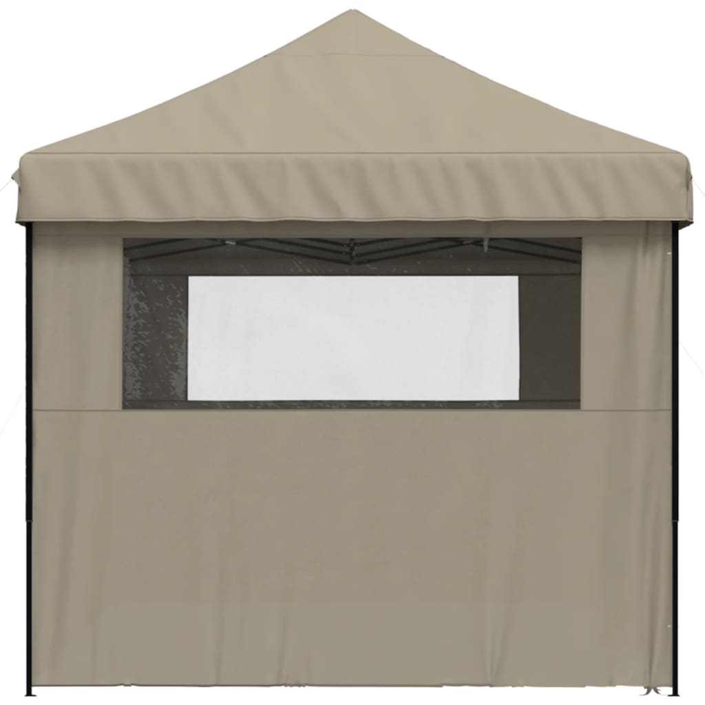 Partytent inklapbaar pop-up met 4 zijwanden taupe