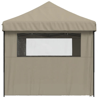 Partytent inklapbaar pop-up met 4 zijwanden taupe