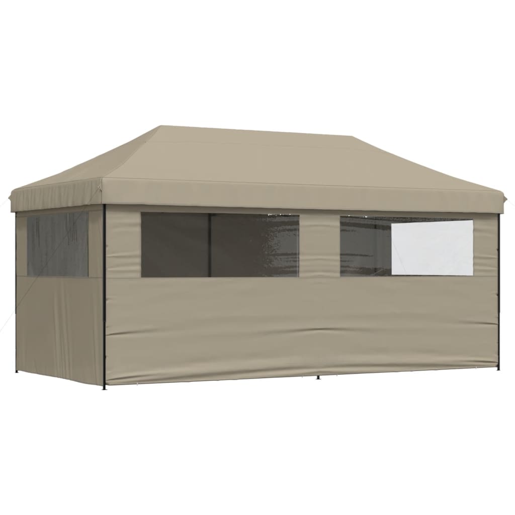 Partytent inklapbaar pop-up met 4 zijwanden taupe