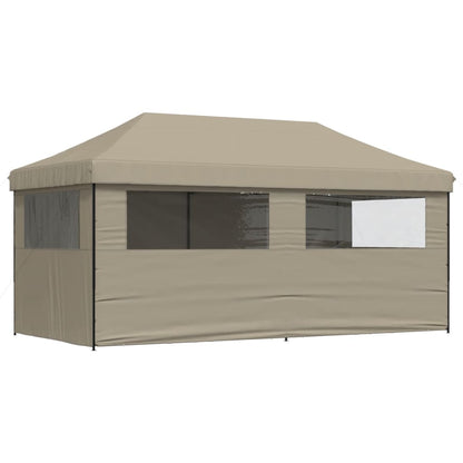 Partytent inklapbaar pop-up met 4 zijwanden taupe
