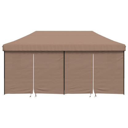 Partytent inklapbaar pop-up met 4 zijwanden bruin
