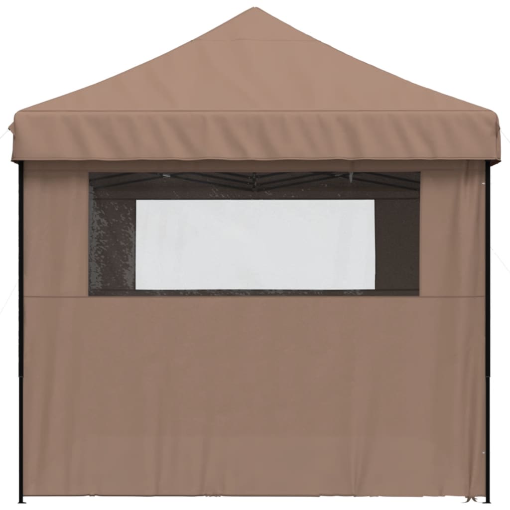 Partytent inklapbaar pop-up met 4 zijwanden bruin