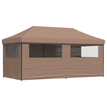 Partytent inklapbaar pop-up met 4 zijwanden bruin