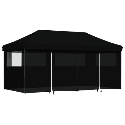 Partytent inklapbaar pop-up met 4 zijwanden zwart
