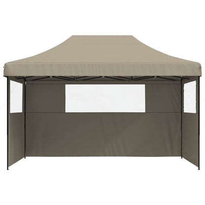 Partytent inklapbaar pop-up met 3 zijwanden taupe