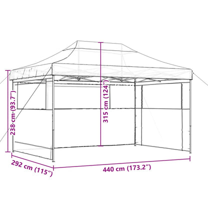 Partytent inklapbaar pop-up met 3 zijwanden taupe