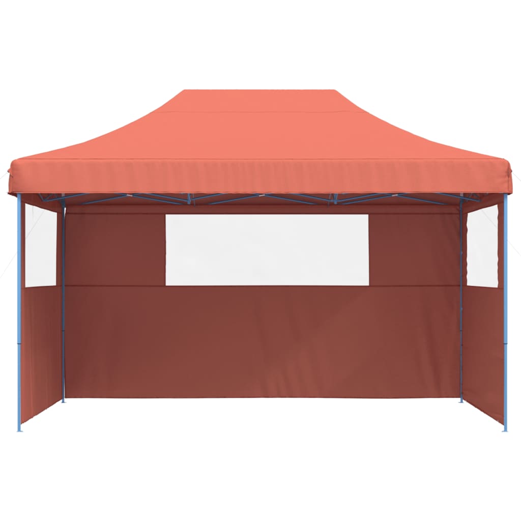 Partytent inklapbaar pop-up met 3 zijwanden terracottakleurig