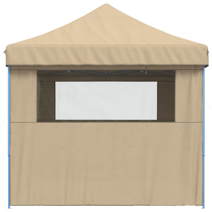 Partytent inklapbaar pop-up met 4 zijwanden beige