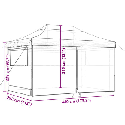 Partytent inklapbaar pop-up met 4 zijwanden bordeauxrood