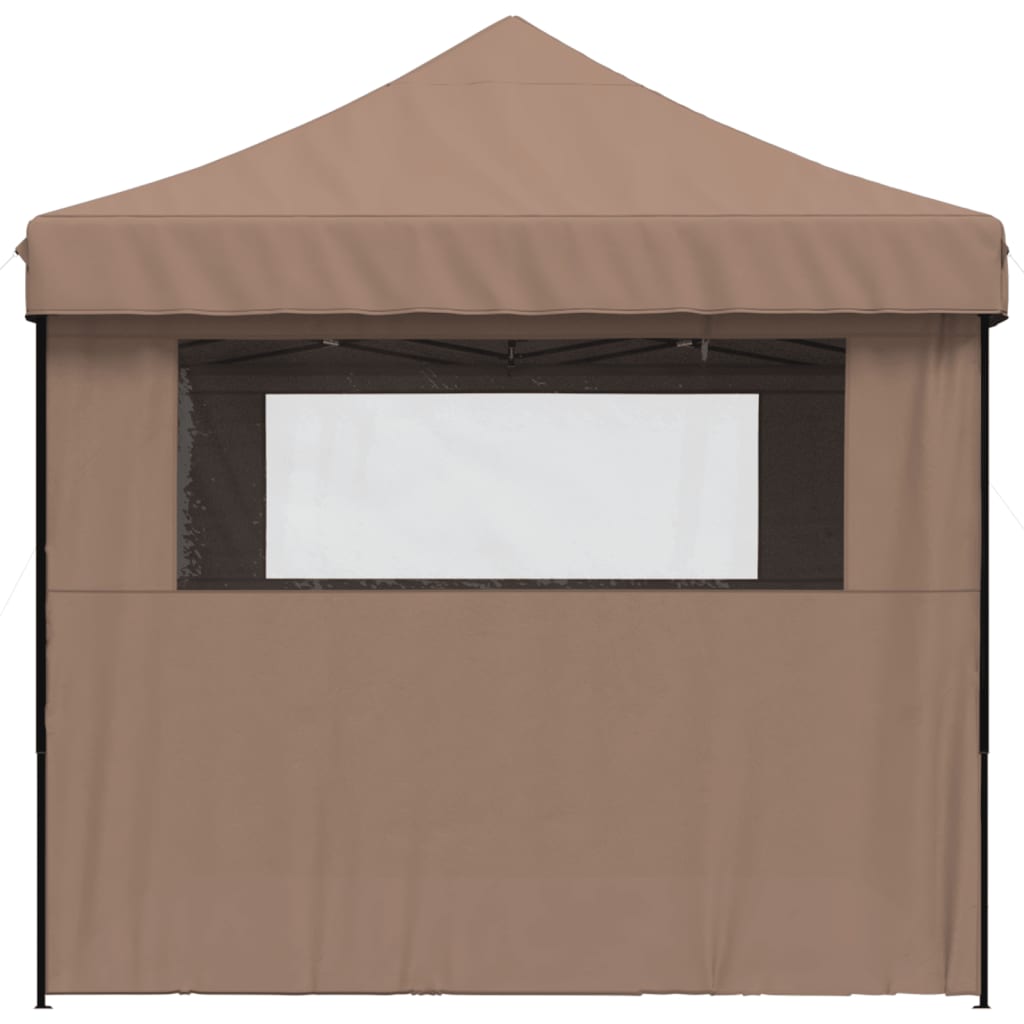 Partytent inklapbaar pop-up met 4 zijwanden bruin