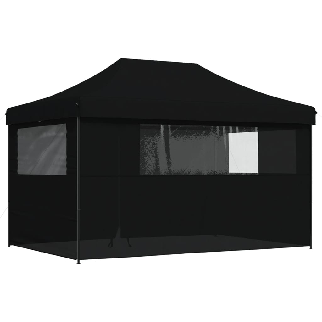 Partytent inklapbaar pop-up met 4 zijwanden zwart