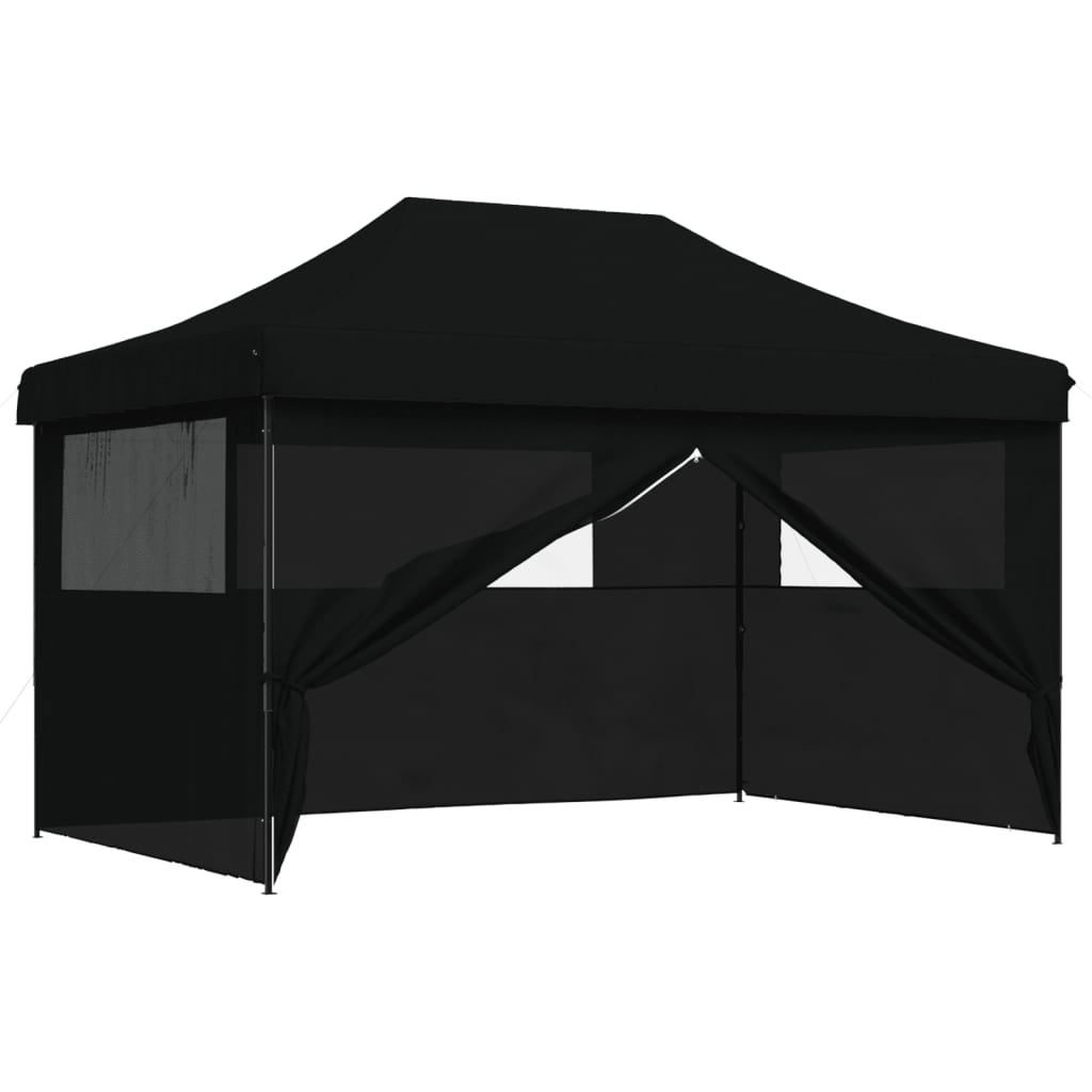 Partytent inklapbaar pop-up met 4 zijwanden zwart