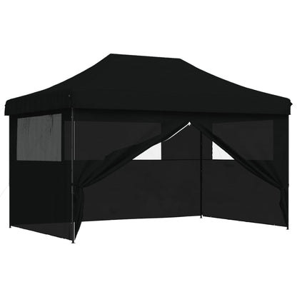 Partytent inklapbaar pop-up met 4 zijwanden zwart