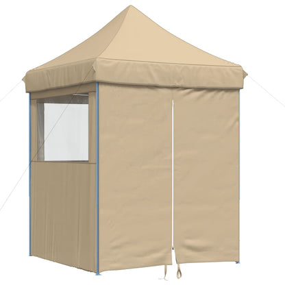 Partytent inklapbaar pop-up met 4 zijwanden beige