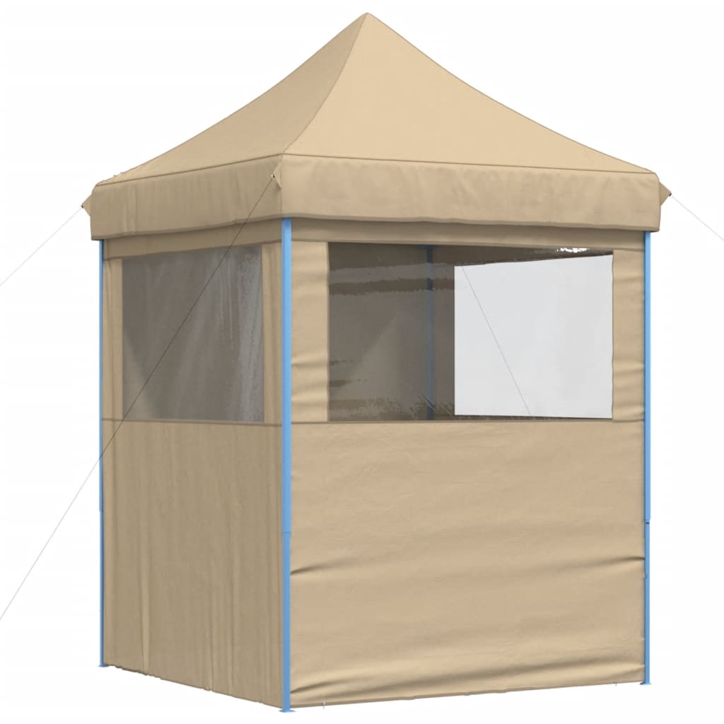 Partytent inklapbaar pop-up met 4 zijwanden beige