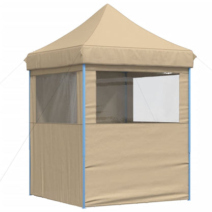 Partytent inklapbaar pop-up met 4 zijwanden beige