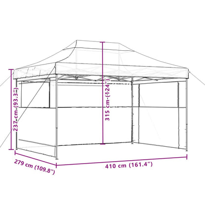Partytent inklapbaar pop-up met 3 zijwanden bordeauxrood