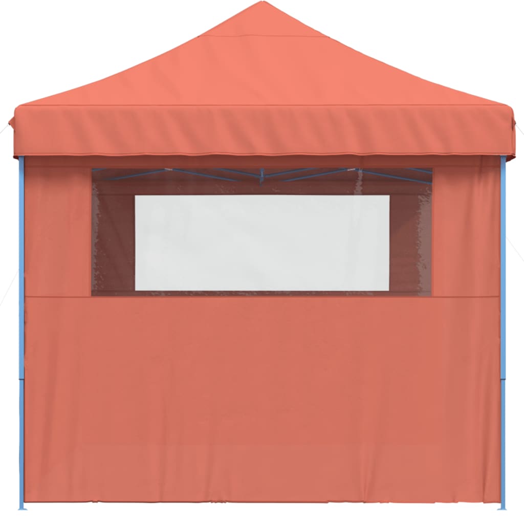Partytent inklapbaar pop-up met 3 zijwanden terracottakleurig