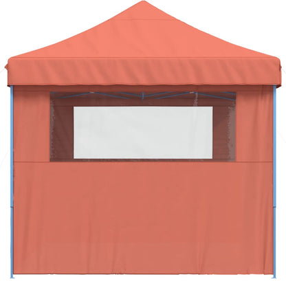 Partytent inklapbaar pop-up met 3 zijwanden terracottakleurig
