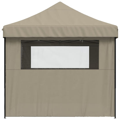 Partytent inklapbaar pop-up met 4 zijwanden taupe
