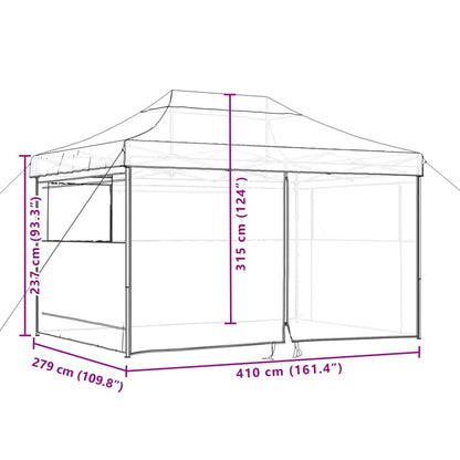 Partytent inklapbaar pop-up met 4 zijwanden bordeauxrood