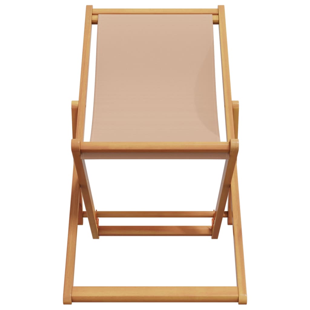Strandstroelen 2 st inklapbaar stof en massief hout taupe