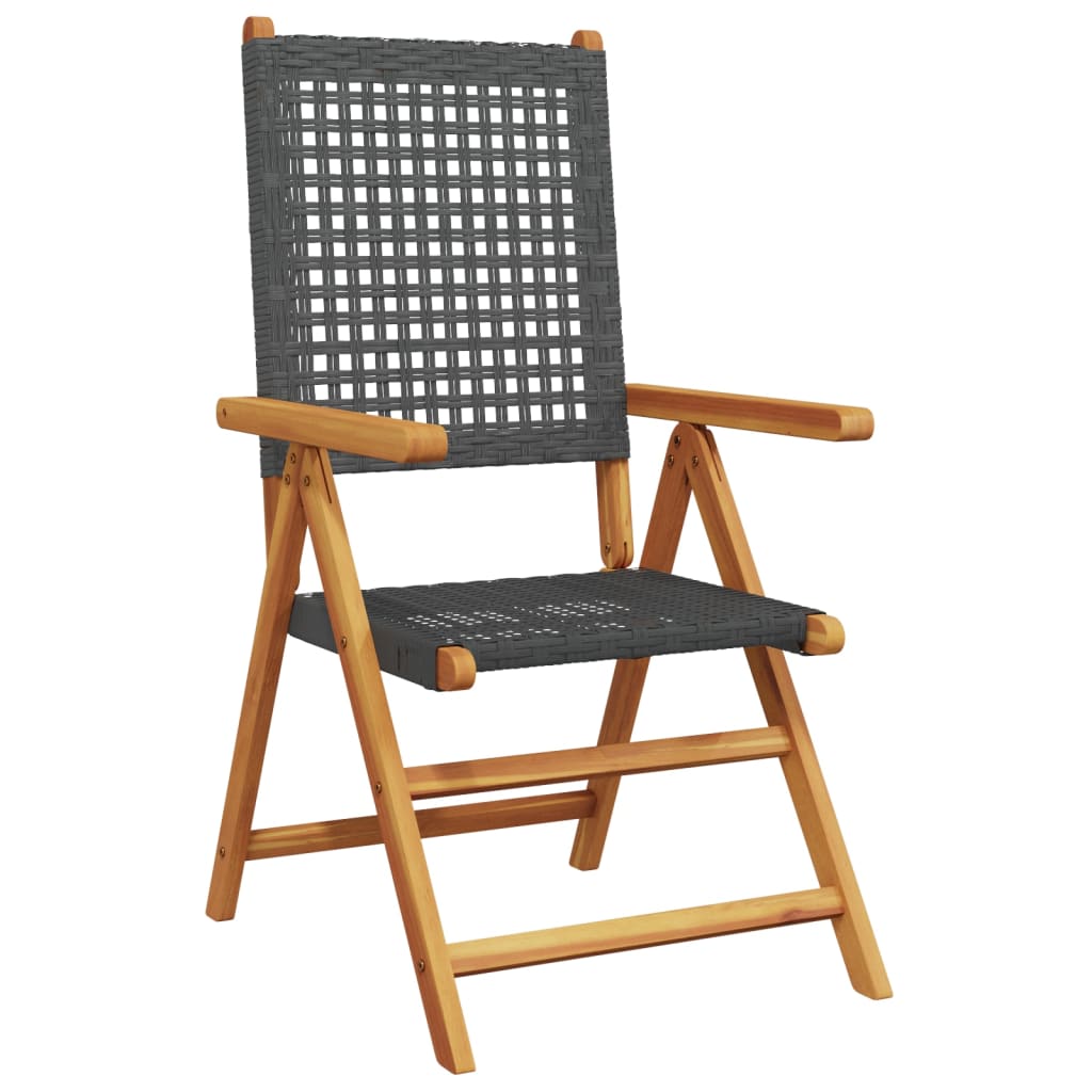 Tuinstoelen 6 st verstelbaar poly rattan en massief hout zwart