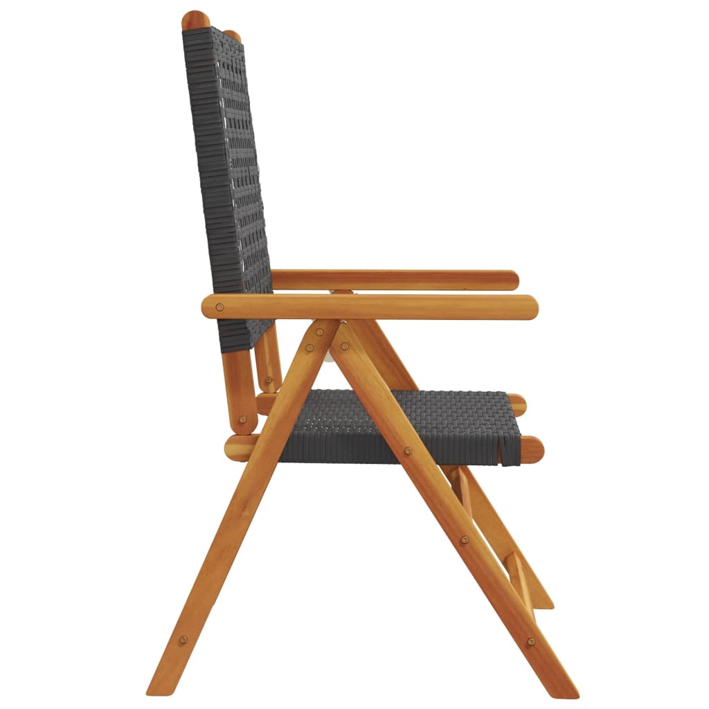Tuinstoelen 6 st verstelbaar poly rattan en massief hout zwart