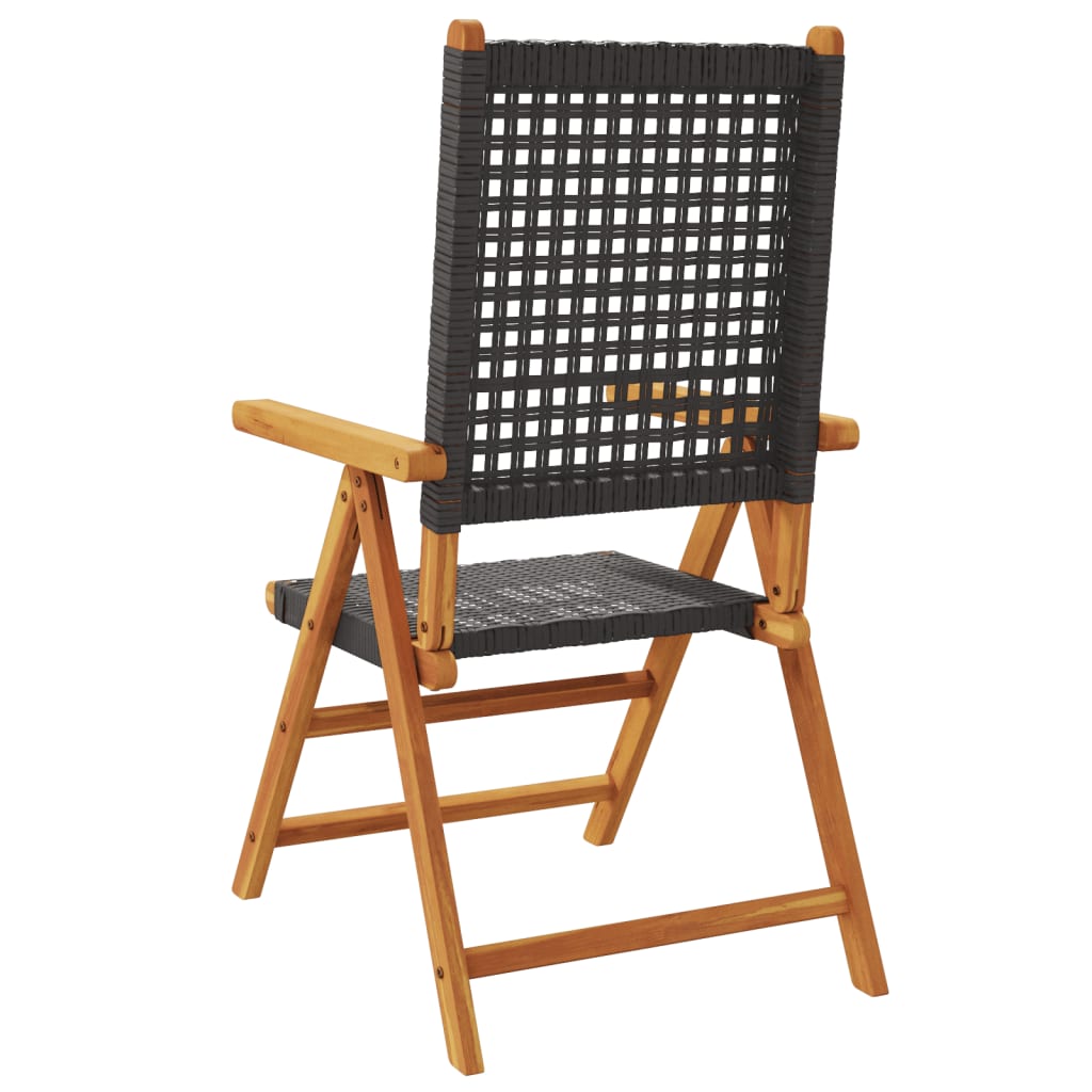 Tuinstoelen 6 st verstelbaar poly rattan en massief hout zwart
