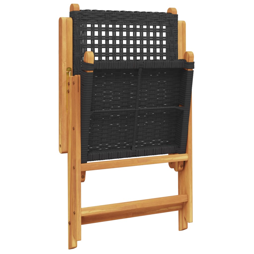 Tuinstoelen 6 st verstelbaar poly rattan en massief hout zwart