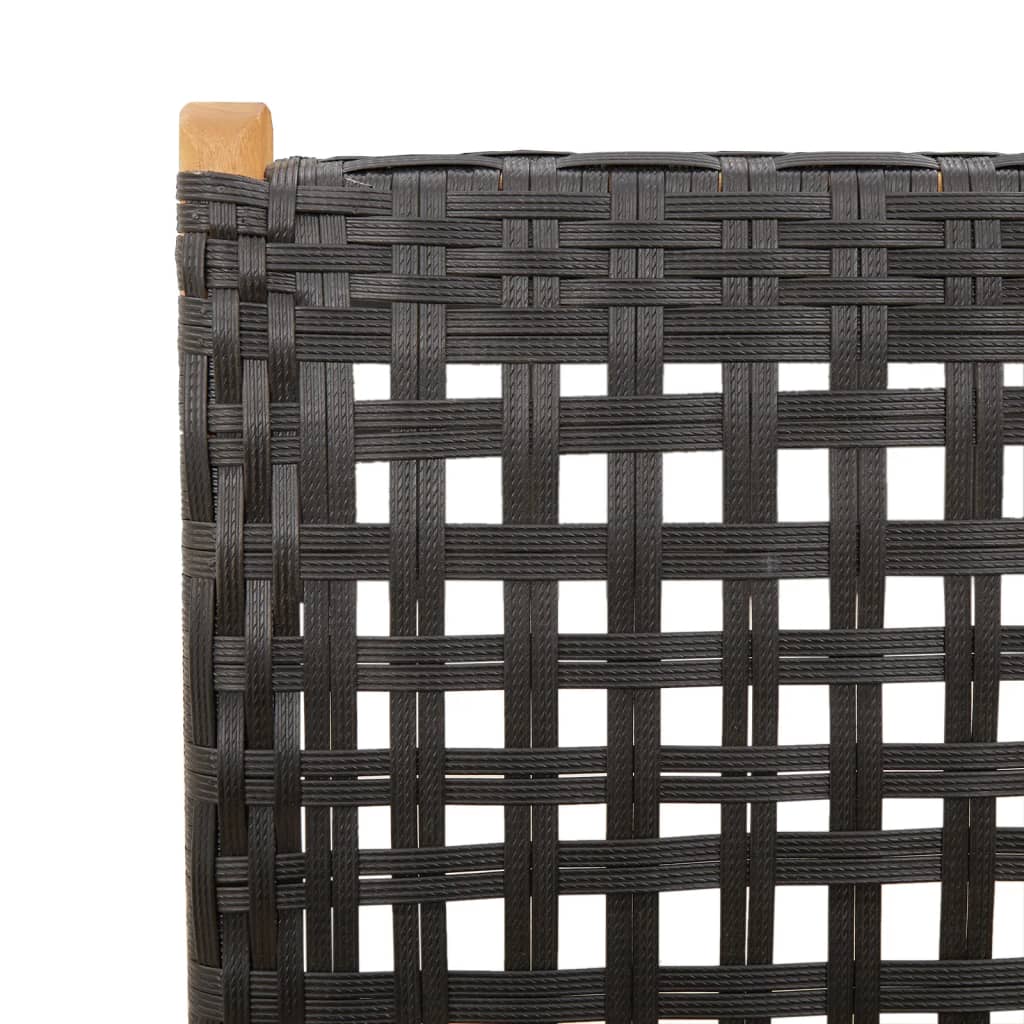 Tuinstoelen 6 st verstelbaar poly rattan en massief hout zwart