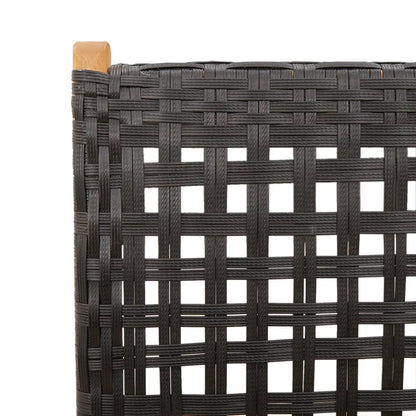 Tuinstoelen 6 st verstelbaar poly rattan en massief hout zwart