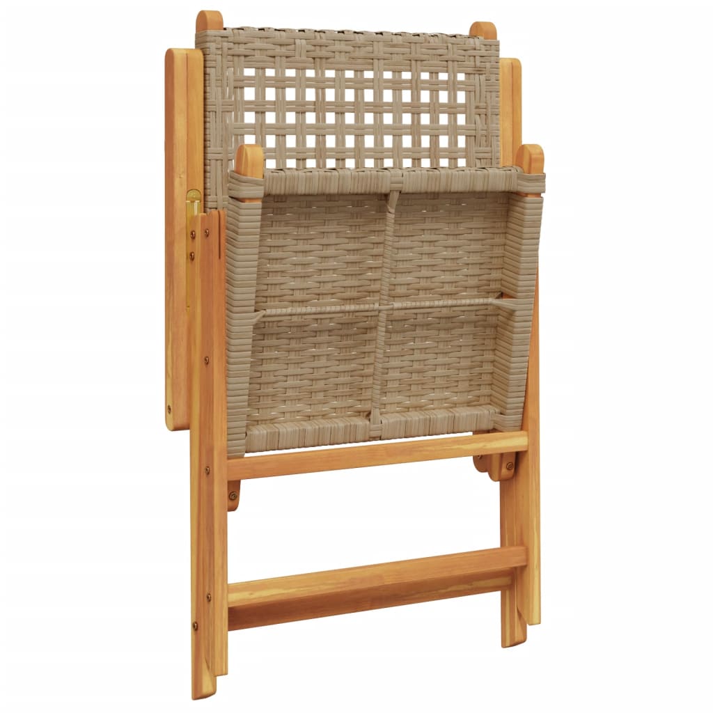 Tuinstoelen 4 st verstelbaar poly rattan en massief hout beige