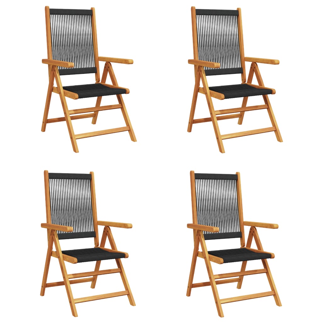 Tuinstoelen 4 st verstelbaar massief acaciahout zwart