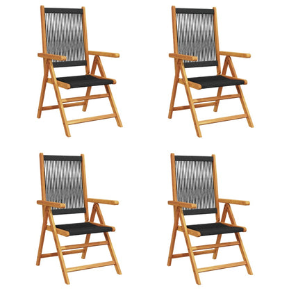 Tuinstoelen 4 st verstelbaar massief acaciahout zwart