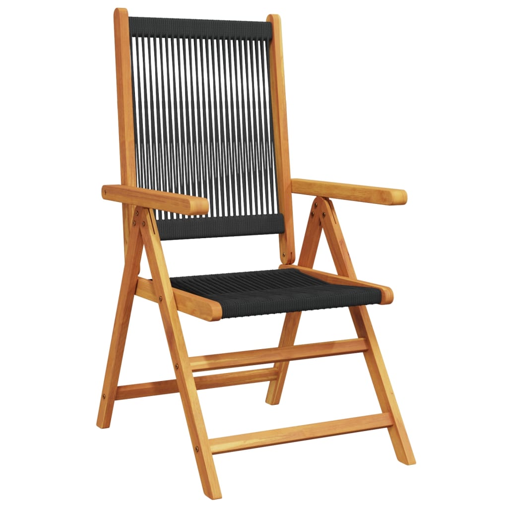 Tuinstoelen 4 st verstelbaar massief acaciahout zwart